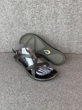 Olukai Upena Leather Tie LooBlack Strappy Women's Sandals Size 10